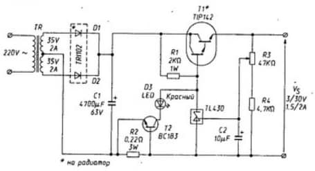 Лабораторный блок питания на TL431